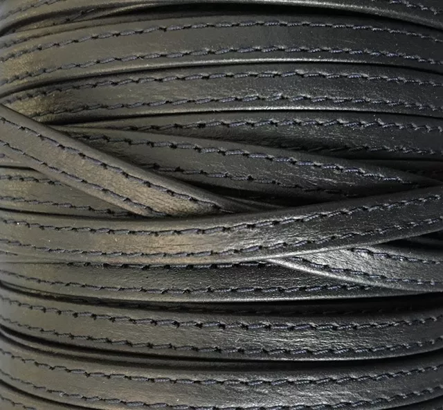 Cuir de chevre double couture 5mm souple  - Bleu marine