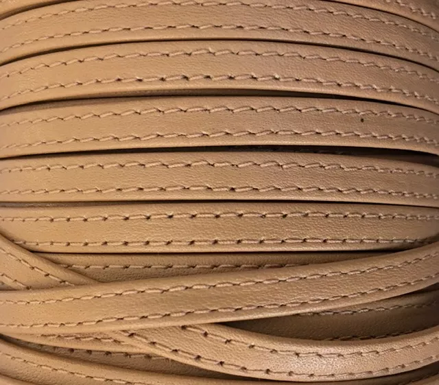 Cuir de chevre double couture 5mm souple  - Camel