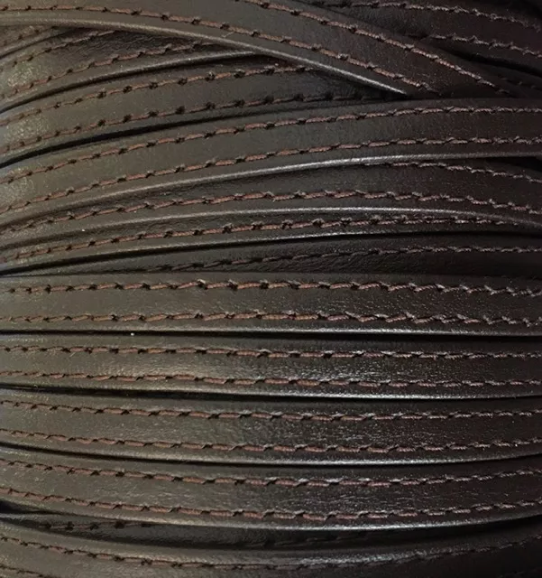 Cuir de chevre double couture 5mm souple  - Marron foncé