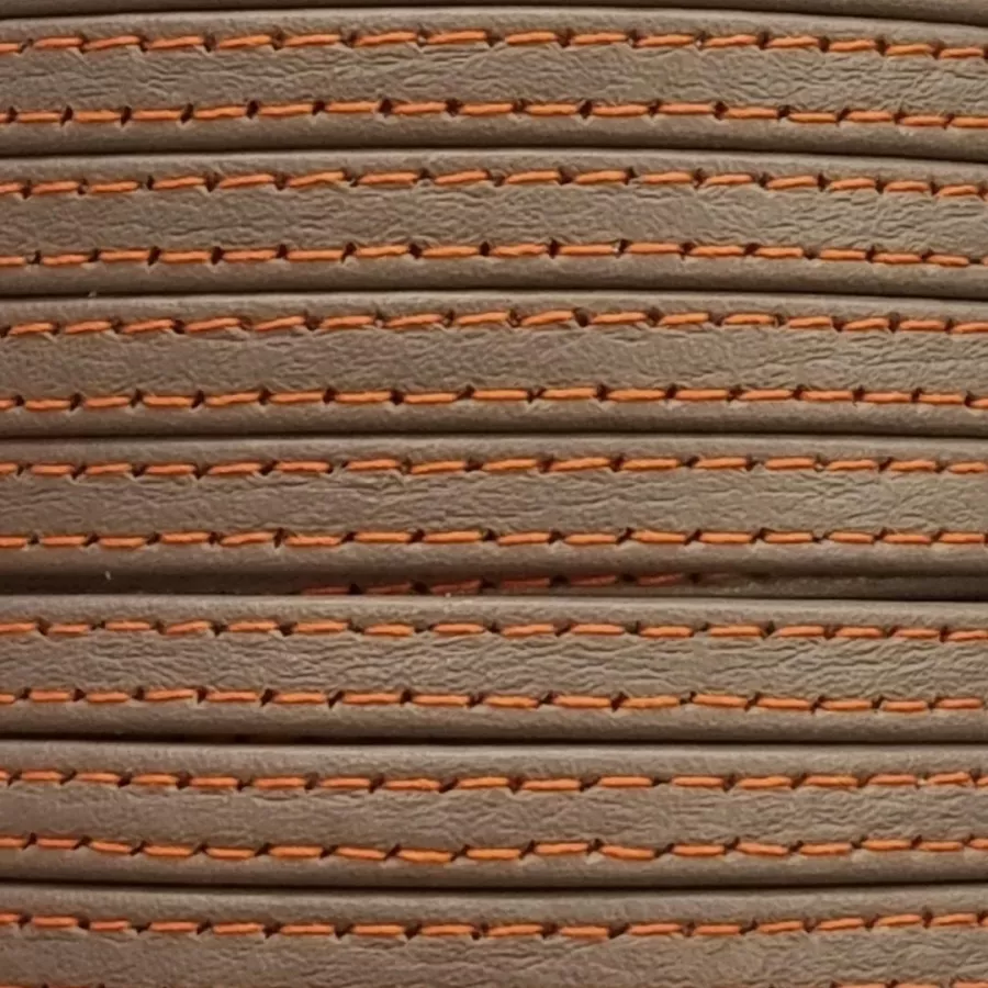 Cuir de chevre double couture 5mm souple couture couleur différente - gris couture orange