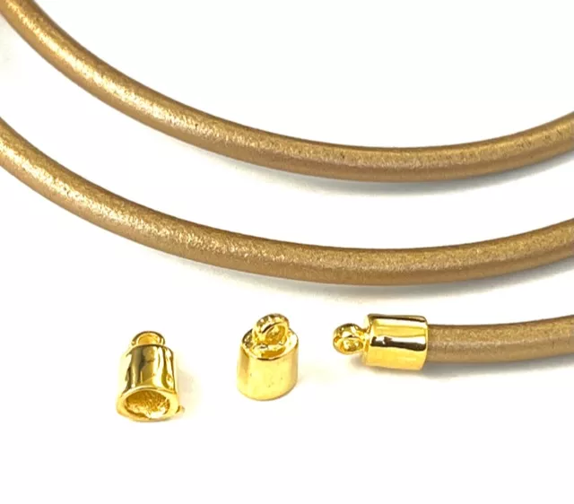  Embouts  cloche 5mm pour cuir rond ou plat - Or