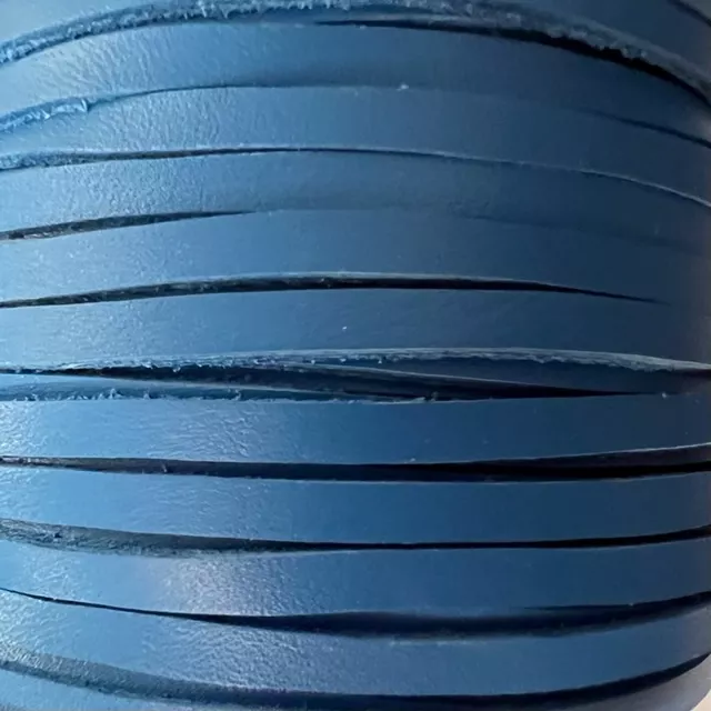 lanière 4 mm en veau non doublé pour sautoir - Bleu azur