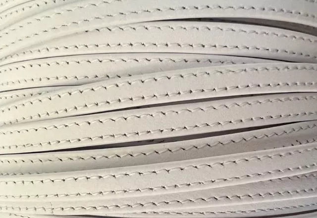 Cuir de chevre double couture 5mm souple  - Blanc
