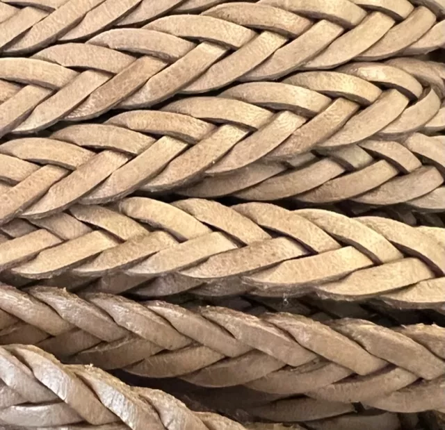 Cuir tressé 3x4 10mm-Italien - Beige foncé