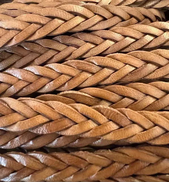 Cuir tressé 3x4 10mm-Italien - Camel