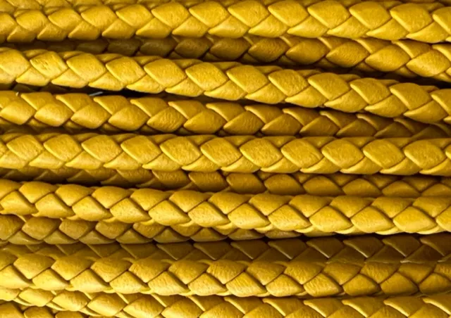Cuir tressé rond 5mm pour HOMME - moutarde