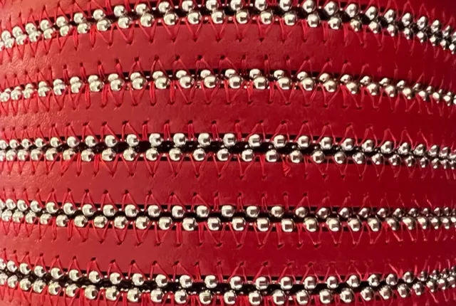 Cuir satiné ou non avec chaîne boule 10 mm-NOUVELLES COULEURS - Rouge