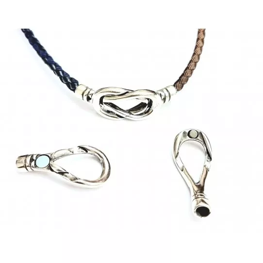 Fermoir aimanté boucle pour cuir rond 4mm argent antique  - Argent antique