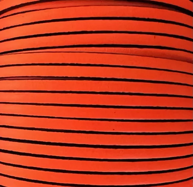 1m Cuir de veau 3mm plat-NOUVELLES COULEURS - Orange fluo