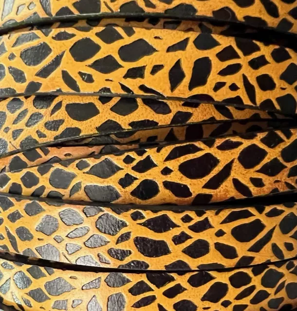 Cuir de veau motif spider 10mm-NOUVELLES COULEURS - moutarde