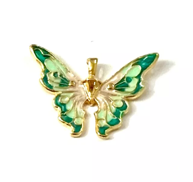papillon émaille en laiton doré - Vert