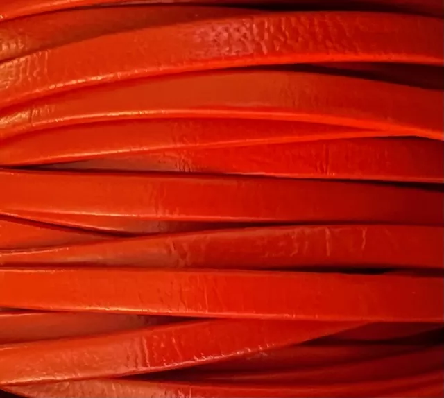 Cuir de chèvre 5mm doublé couleurs claires et chaudes - Corail