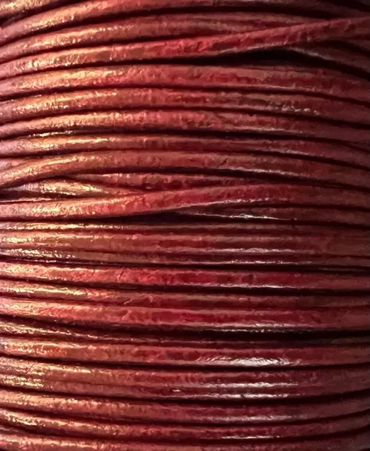 Cuir rond 2 mm couleurs pastel et métallisées - Bordeaux
