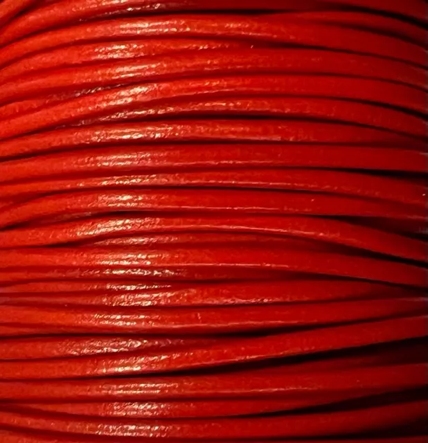 Cuir rond 2 mm couleurs pastel et métallisées - Corail