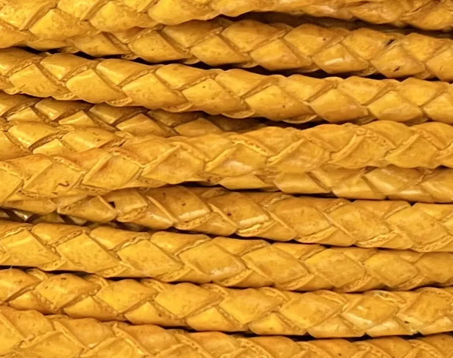 Tressé rond 4mm syntetique, VEGAN, 11 COULEURS - moutarde