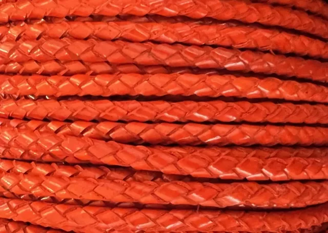 Tressé rond 4mm syntetique, VEGAN, 11 COULEURS - Corail