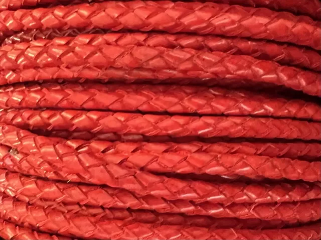 Tressé rond 4mm syntetique, VEGAN, 11 COULEURS - Rouge