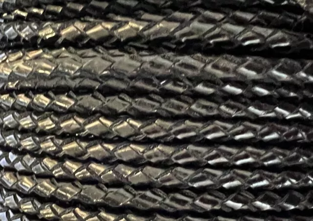 Tressé rond 4mm syntetique, VEGAN, 11 COULEURS - Noir