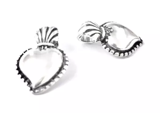 Pendant coeur avec anneau traversant  diamètre 4.60mm - Argent antique