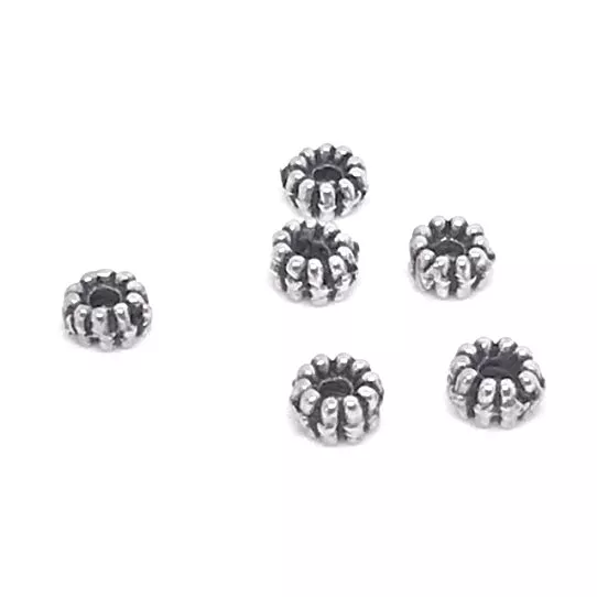 perles 5mm travaillé trou : 1.45mm OR/ARGENT ANTIQUE - Argent antique