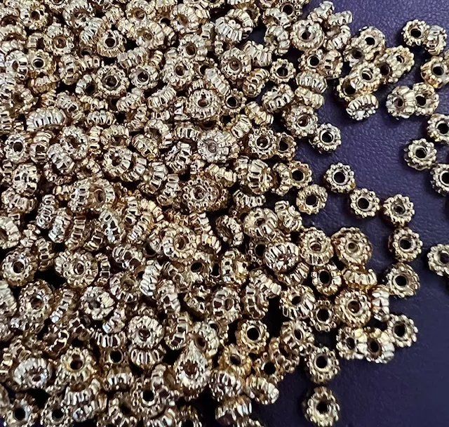 perles 5mm travaillé trou : 1.45mm OR/ARGENT ANTIQUE - Or