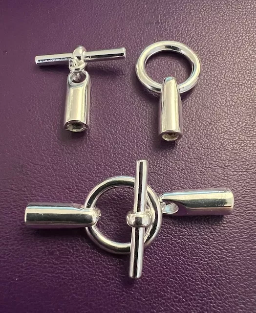 Fermoir T pour cuir rond 3mm ARGENT VIF 10MICRONS FRANCAIS - argent vif