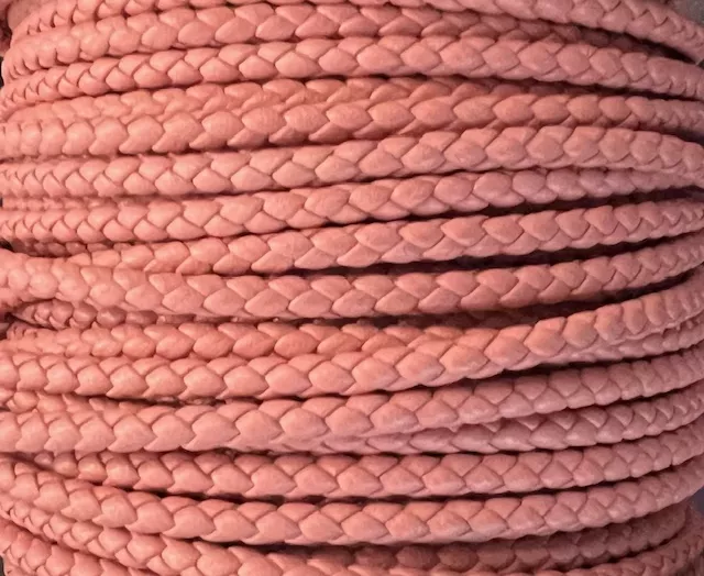 Cuir tressé rond 3-Qualité Joaillerie-nouvelles couleurs - Rose