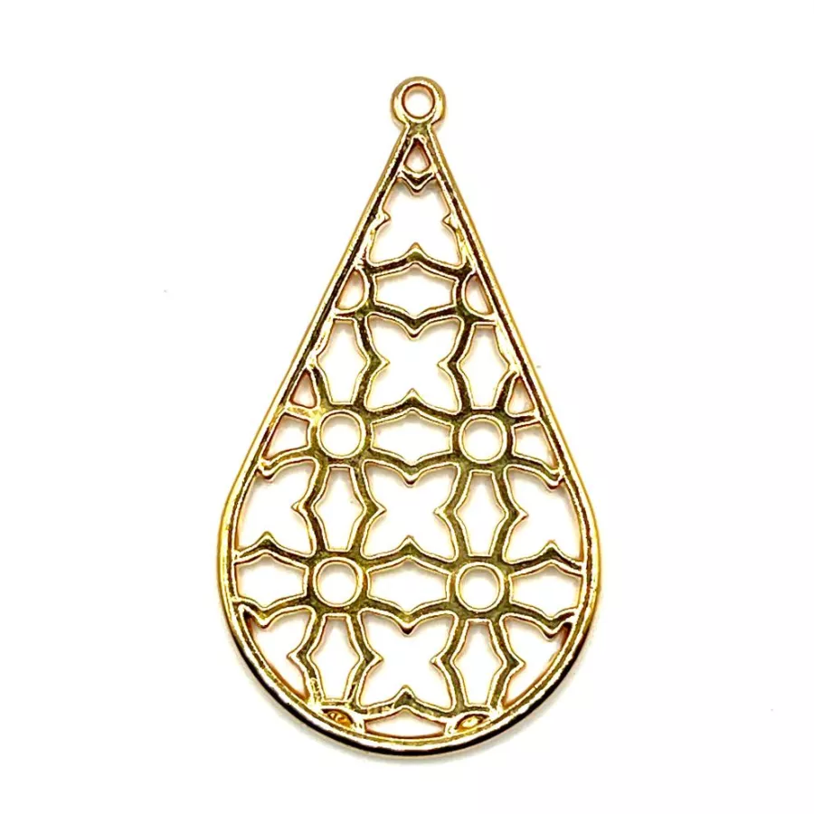 Pendant goutte stylisée - Argent antique Or