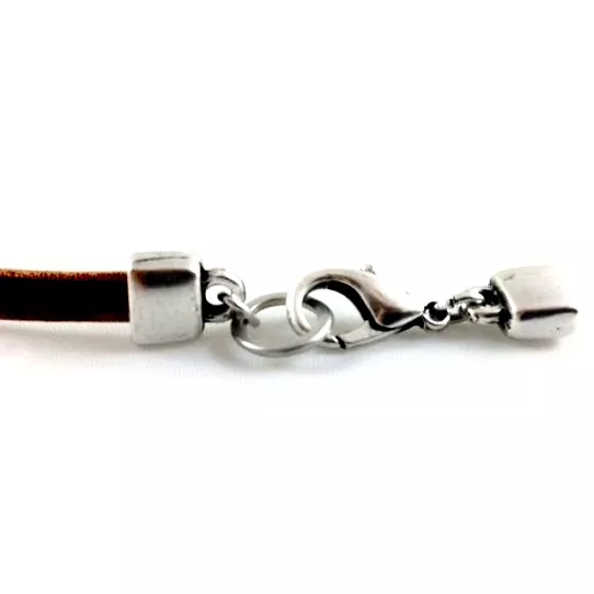 Embout fini pour cuir 5mm plat plaqués Or ou Argent vif en France - Argent antique