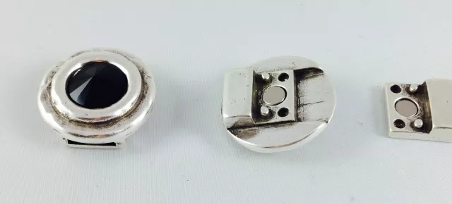 2 Fermoir aimantés avec Swarovski pour cuir 10mm - Noir