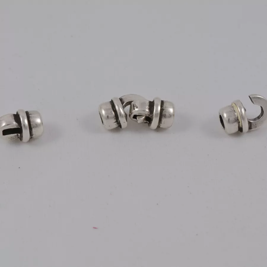 Fermoir crochet male/femelle pour cuir 5mm en zamac plaqué argent 