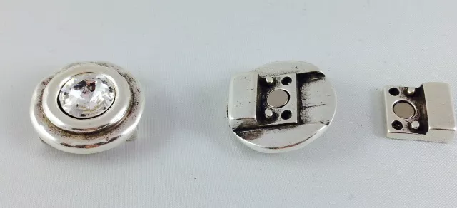 2 Fermoir aimantés avec Swarovski pour cuir 10mm - Blanc