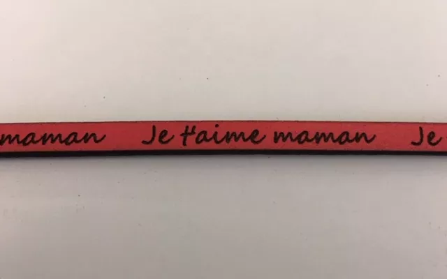 Cuir laser je t'aime maman 5mm Pour FETE DES MERES - Rose Argent Argent antique Or Cuivre métallisé