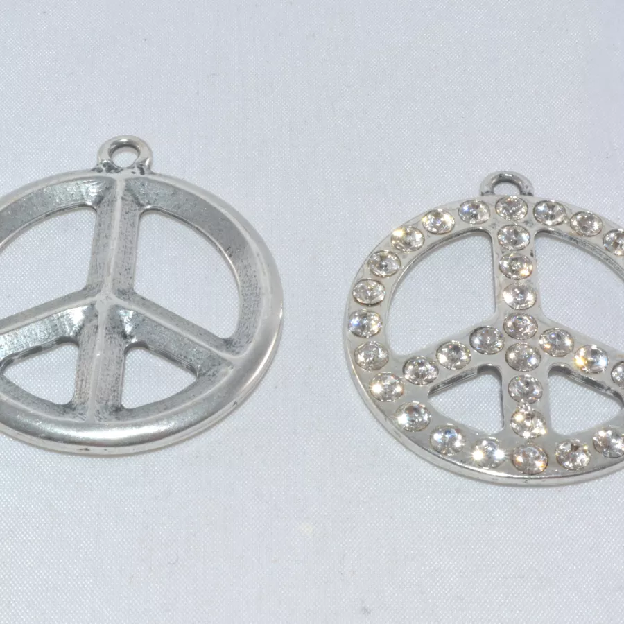 Pendant peace & love avec strass