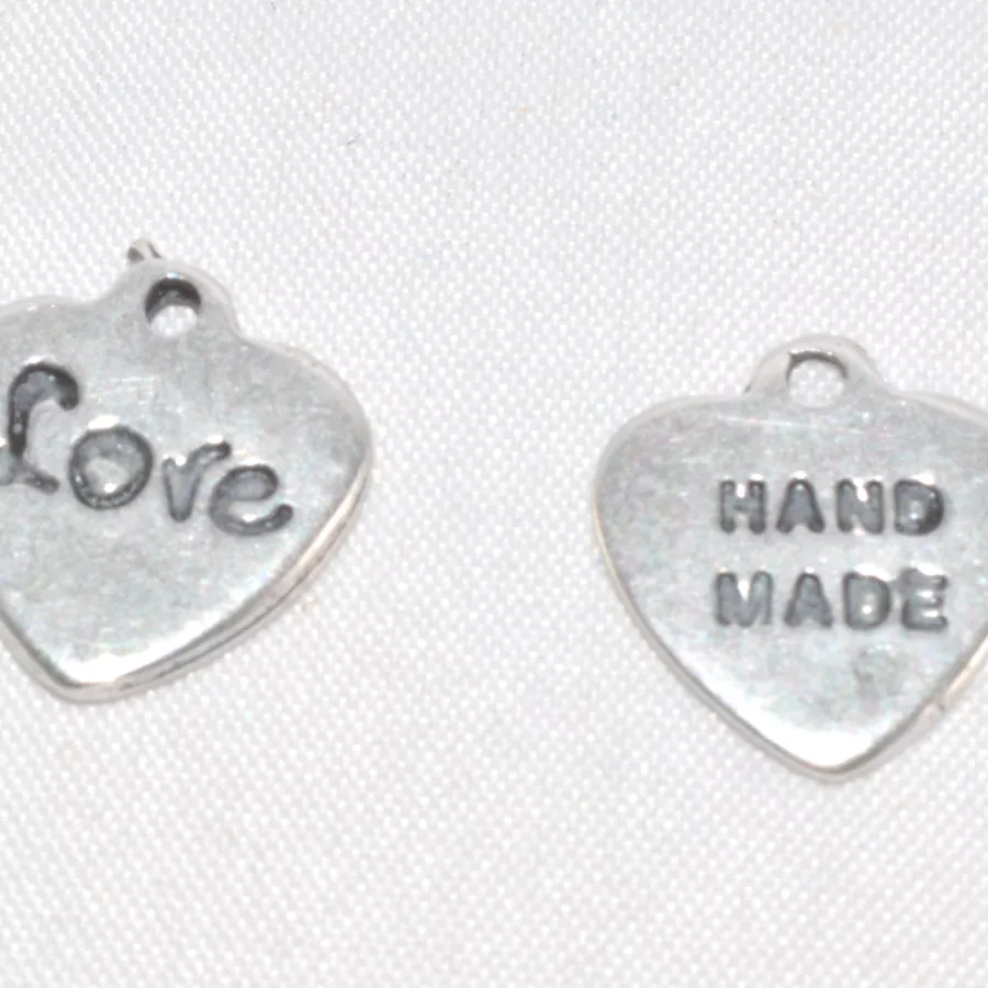 Pendant coeur double face love/hand made