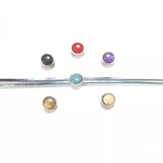 Passant avec pierre synthétique pour cuir plat 6mm - Noir