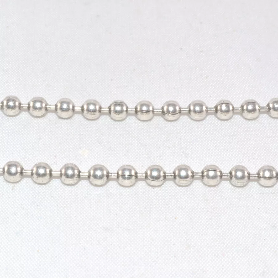 3.60mm chaine boule en laiton plaquée argent FR 12 microns