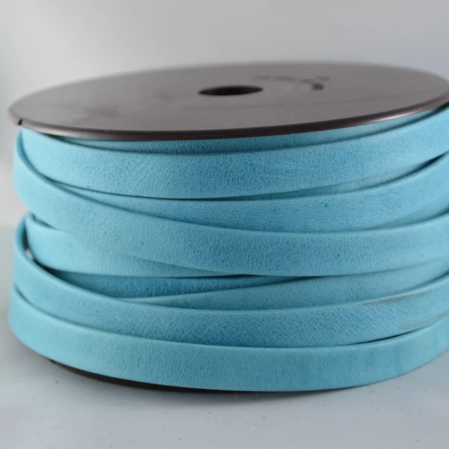 Cuir Chèvre - Plat - 10 mm - Bleu turquoise Camel