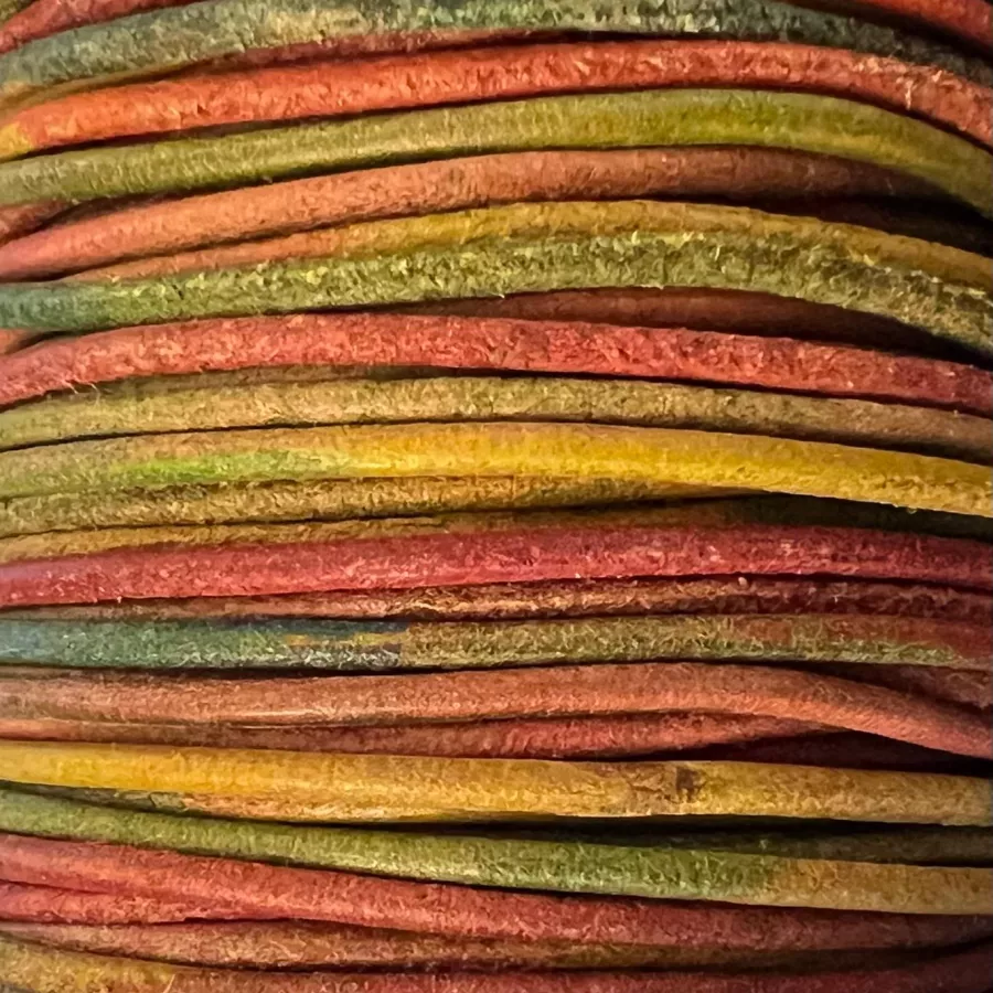 Cuir rond 2 mm couleurs pastel et métallisées - Multicouleur