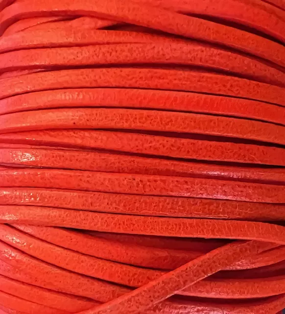 cuir de veau 3mm plat fluo - Orange fluo