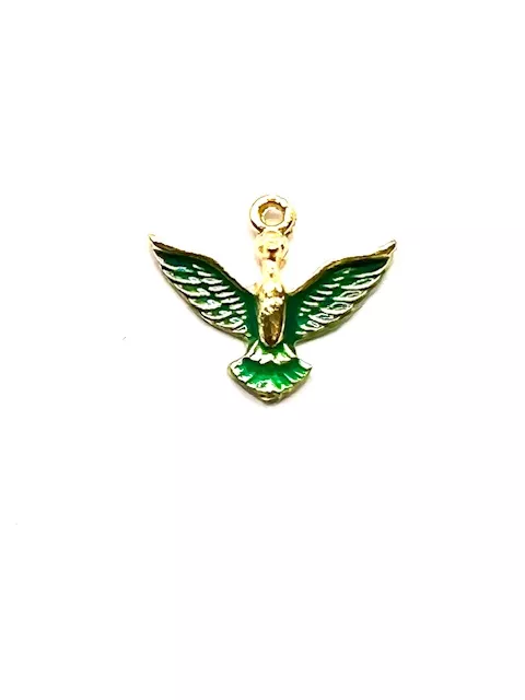 Pendant anka (oiseau phénix) émaillé 13x 18.6mm - Vert