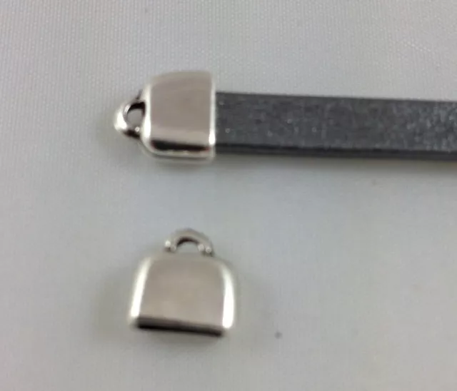 20 Embouts en étain plaqué argent pour cuir 5mm plat
