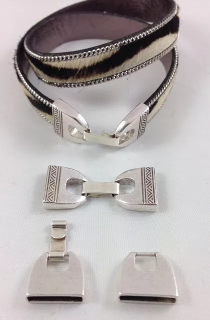 Fermoir crochet 15mm en étain plaqué argent