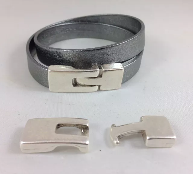 2 Fermoirs crochets pour 10mm plaqué 10 microns argent ANTIQUE