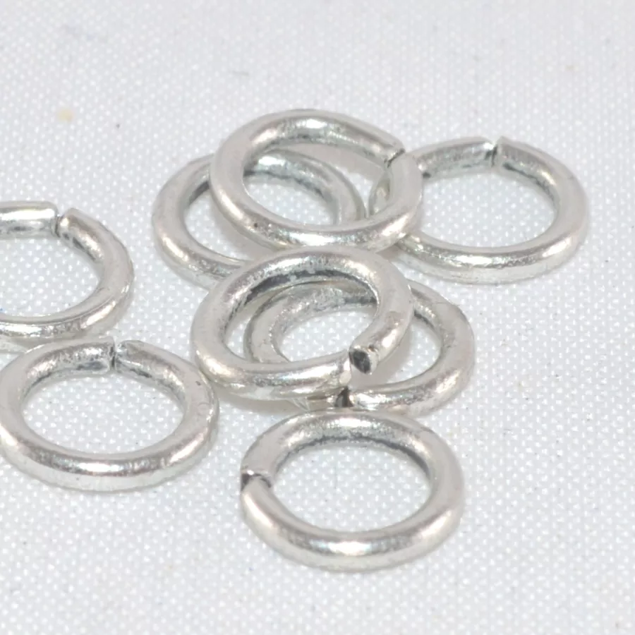 100 anneaux laiton argent antique 8mm
