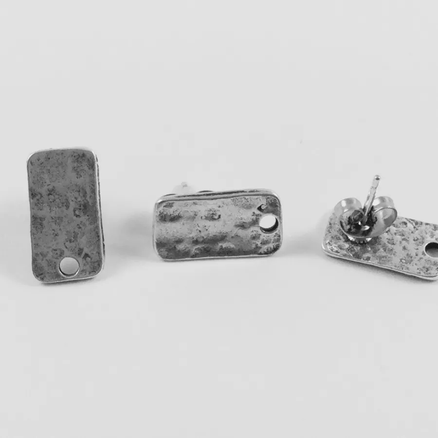 10 BO Rectangulaire à trou en Etain pl Argent