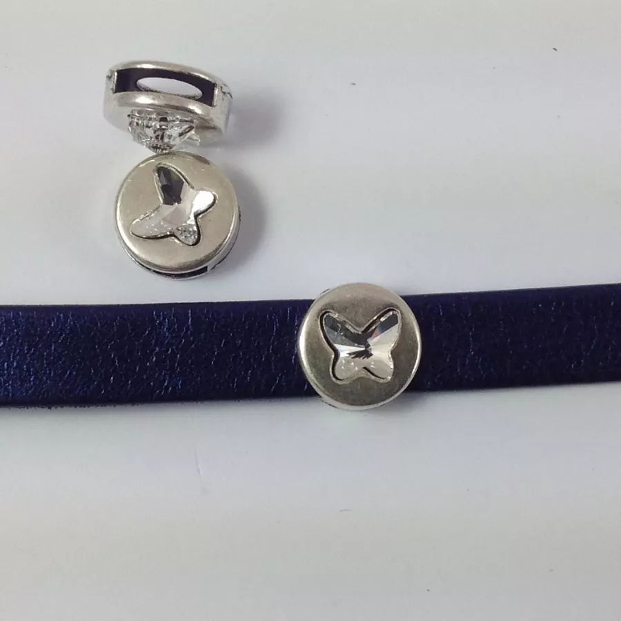 Passant rond avec papillon swarovski 10mm