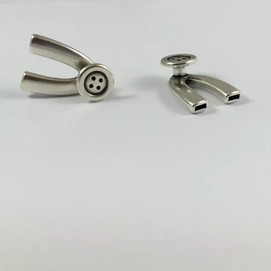 Fermoir fourche bouton pour cuir 5mm plat