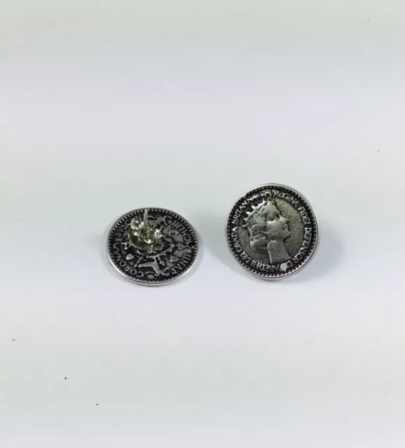 Boucles d'oreille pièce anglaise avec la Reine
