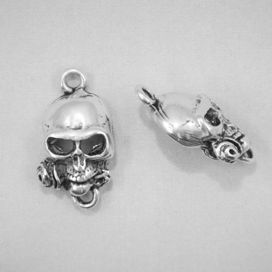 Intercalaire tête de mort avec rose dans la bouche 